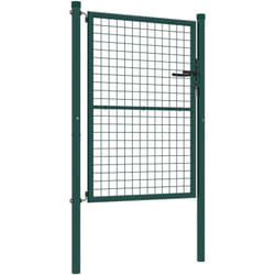 Portillon de jardin en acier 97 x 175 cm portail de jardin avec serrure, clés et poignée, décoration en flèche, portillon de patio extérieur, vert