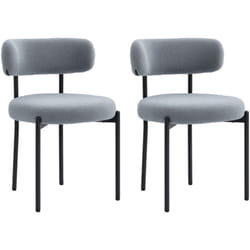 Homcom - Lot de 2 chaises de salon style néo-rétro - assise ronde, dossier enveloppant - acier noir effet laine bouclée gris