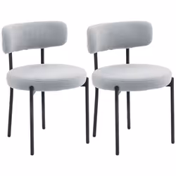 Lot de 2 chaises de salle à manger - HOMCOM - dossier en tissu pieds en acier - 51 x 51 x 76 cm - gris clair