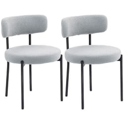 Lot de 2 chaises de salle à manger - HOMCOM - dossier en tissu pieds en acier - 51 x 51 x 76 cm - gris clair