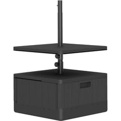 Pied de parasol design table basse d'appoint - plateau, étagère, roulettes - hdpe effet bois noir