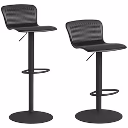 Lot de 2 tabourets de bar - HOMCOM - réglable en hauteur dossier et repose-pieds inclus - PP et métal - 385x40x765-975cm - no ...