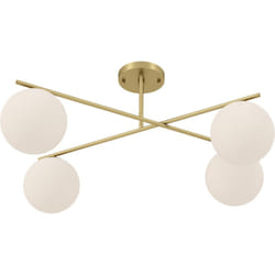 Homcom - Plafonnier design doré dia. 75 cm 4 lampes boules verre dépoli blanc métal