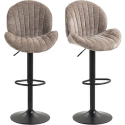 Homcom - Lot de 2 tabourets de bar design coquillage pivotants réglables acier noir tissu chenille marron