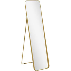 Miroir sur pied design métal doré dim. 40 x 160 cm autoportant ou à adosser