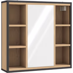Optimisez votre routine avec l'armoire murale HOMCOM : miroir intégré, six compartiments et double armoire avec étagère ajust ...