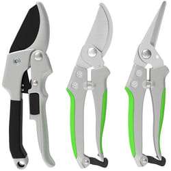 Lot de 3 sécateurs de jardin - Outsunny - sécateur à enclume sécateur à bypass cisaille - en métal et aluminium - argent noir