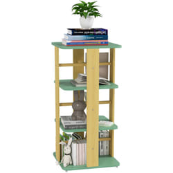 Aiyaplay - Bibliothèque enfant mobile sur roulettes - 4 niveaux rangement - bois de pin mdf vert