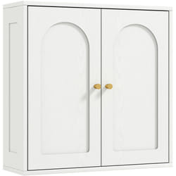 Homcom - Armoire murale salle de bain design - 2 portes, étagère - dim. 60 x 20 x 60 cm - blanc doré