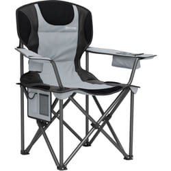 Outsunny - Chaise de camping pliante rembourrée - porte-gobelets, poches latérales rangement, sac isotherme - sac transport inclus - gris noir