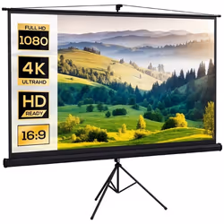 Écran de projection - HOMCOM - 100 pouces 4K HD 16:9 - support trépied hauteur réglable - plastique et métal - 2358 x 136 cm  ...