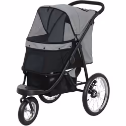 Pawhut - Poussette jogger pour chien pliable en un clic - panier de rangement, coussin lavable, attache, auvent réglable - gris