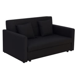 Canapé convertible 2 places - HOMCOM - 2 coussins inclus et coffre de rangement intégré - tissu en coton - 152x101x81cm - gris