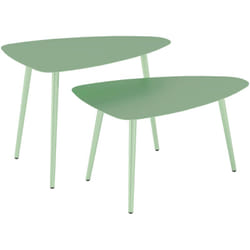 Outsunny - Lot de 2 tables basses gigognes de jardin design piètement effilé acier plateau métal vert