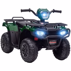 Quad électrique enfant - HOMCOM - 12V - double moteur vitesse 2-4 km/h phares et musique - PP et acier - 88x45x50cm - vert