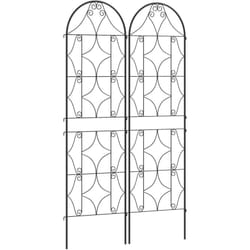 Outsunny - Treillis de jardin effet fer forgé - lot de 2 supports pour plantes grimpantes - 50 x 180 cm - métal époxy noir