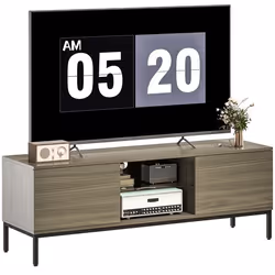 Meuble TV - HOMCOM - pour téléviseur 60 pouces - 2 portes étagère en verre réglable - panneau de particules - 140x40x495cm - ...