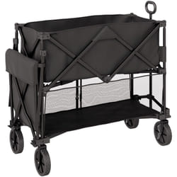 Chariot de jardin pliable multi-rangement max. 200 Kg - poignée teslescopique - roues tout terrain noir