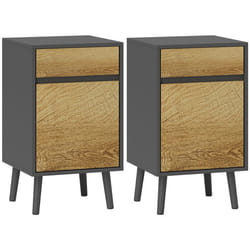 Lot de 2 tables de chevet - HOMCOM - tiroirs et placard - style moderne - pour chambre à coucher salon - 40x 39x69cm - gris foncé
