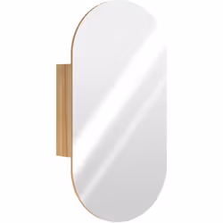 Armoire miroir design ovale dim. 45 x 90 cm étagère effet bois clair