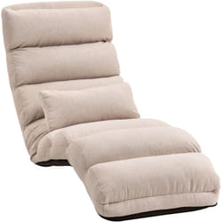 Fauteuil convertible paresseux grand confort réglable tissu toucher lin beige