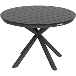 Outsunny - Table de jardin ronde 4 personnes dia. 118 cm piètement alu plateau lattes effet bois teck noir