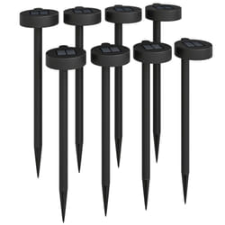 Outsunny - Lot de 8 spots solaires led extérieurs marche arrêt automatique 3000K noir