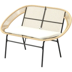 Outsunny - Banc de jardin 2 places style Acapulco coussin assise crème inclus résine filaire effet rotin