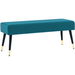 Homcom - Banquette style Art déco piètement incliné effilé métal noir doré velours bleu canard