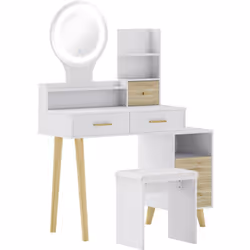 Découvrez notre coiffeuse HOMCOM : style et fonctionnalité avec miroir LED à ambiance réglable et commandes tactiles. Cinq ti ...