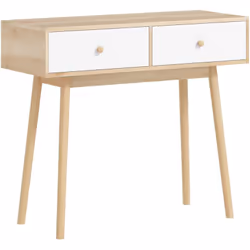 Illuminez votre intérieur avec la table console HOMCOM ! Avec deux tiroirs et un grand plateau, elle est idéale pour ranger l ...