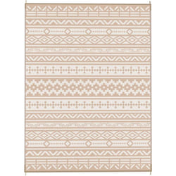 Outsunny - Tapis d'extérieur réversible motif graphique dim. 3,7 x 2,7 m sac transport inclus kaki beige