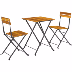 Rehaussez votre jardin avec le set de salon de jardin Outsunny, comprenant deux chaises pliantes et une table en acacia et ac ...