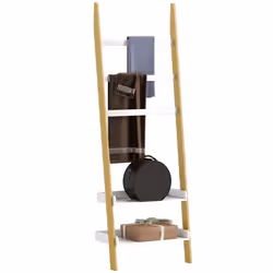 Étagère de rangement HOMCOM étagère échelle - 2 étagères et 3 porte-serviettes pour chambre à coucher salon salle de bain bla ...