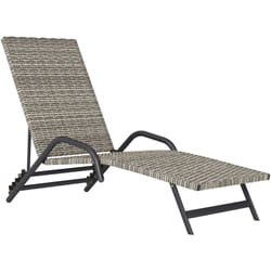 Outsunny - Bain de soleil inclinable réglable en résine tressée beige brun accoudoirs structure noir