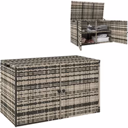 Explorez la boîte de rangement d'extérieur en résine tressée Outsunny, avec deux niveaux et 350 L de capacité, idéale pour le ...