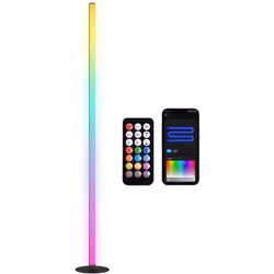 Éclairez avec le lampadaire LED RGBIC HOMCOM : températures de couleur synchronisées à vos chansons, luminosité ajustable, qu ...