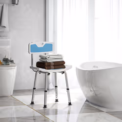 Tabouret De Douche - Homcom - Pour Personnes Âgées Et Handicapées - Hauteur Réglable Patins Antidérapants Support De Pomme De Douche