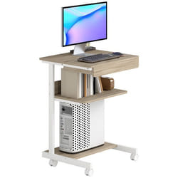 Bureau dordinateur sur roues - HOMCOM - 56 x 51 cm - avec tiroir compartiment et support CPU - pour petits espaces - chêne