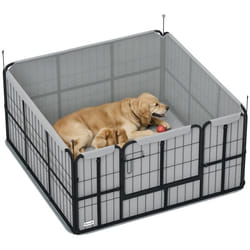 Parc de mise bas pour chien - PawHut - avec porte verrouillable - tapis de propreté lavable - en acier - 122 x 122 x 60 cm - noir