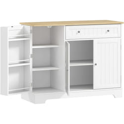 Homcom - Buffet cuisine 3 portes 6 étagères tiroir coulissant dim. 105 x 40 x 83 cm effet bois blanc