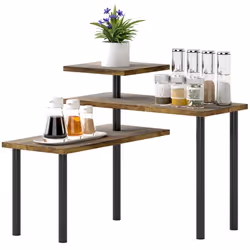 Étagère de cuisine - HOMCOM - rotative - 3 niveaux - cadre en métal - 40 x 18 x 365 cm - brun rustique
