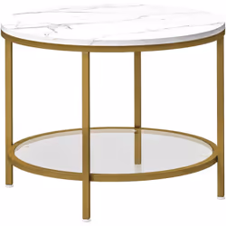 Explorez l'élégance de la table basse HOMCOM avec son design moderne et luxueux. Profitez d'un rangement double niveau et d'u ...