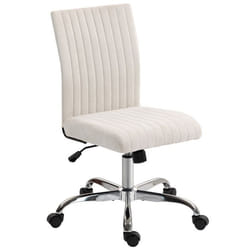 Chaise de bureau - HOMCOM - sans accoudoirs - hauteur réglable et pivotant 360° - tissu aspect lin - 43 x 56 x 78-88 cm  - crème