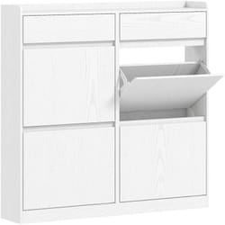 Homcom - Meuble à chaussures 4 tiroirs rabattables 2 tiroirs coulissants dim. 98 x 19 x 95 cm blanc