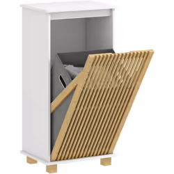 Optimisez la lessive avec le meuble de salle de bain de rangement HOMCOM ! Panier à linge inclinable pour une prise rapide, p ...