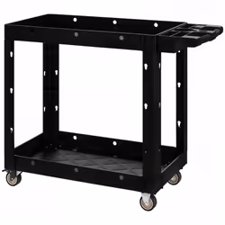 Optimisez votre espace avec le chariot HOMCOM ! Étagères bi-niveaux, plateaux séparateurs, poignée latérale, roues fluides (d ...
