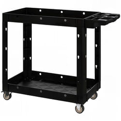 Servante chariot à outils 2 niveaux plateaux séparateurs poignée max. 227 Kg plastique noir