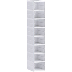 Homcom - Lot de 8 boîtes à chaussures pliables - cubes à chaussures - dim. 26x35x140 cm - blanc transparent