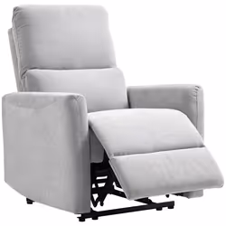 Fauteuil inclinable - HOMCOM - dossier et repose-pieds réglables assise rembourré - tissu en lin - gris clair